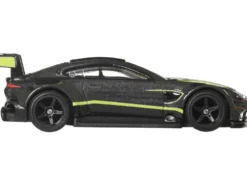 Aston Martin Vantage GTE Dark Gray Metallic with Lime Green Stripes "Euro Speed" Series Diecast Model Car by Hot Wheels