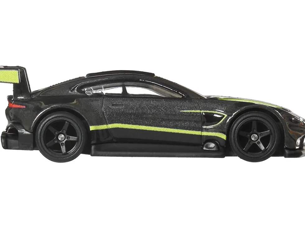 Aston Martin Vantage GTE Dark Gray Metallic with Lime Green Stripes "Euro Speed" Series Diecast Model Car by Hot Wheels