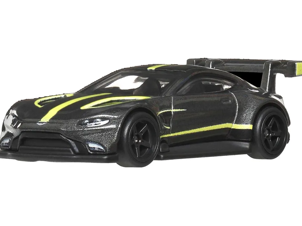 Aston Martin Vantage GTE Dark Gray Metallic with Lime Green Stripes "Euro Speed" Series Diecast Model Car by Hot Wheels