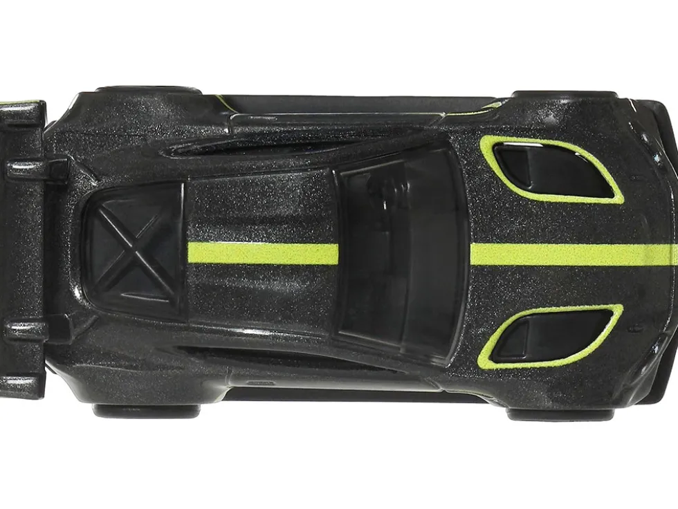 Aston Martin Vantage GTE Dark Gray Metallic with Lime Green Stripes "Euro Speed" Series Diecast Model Car by Hot Wheels