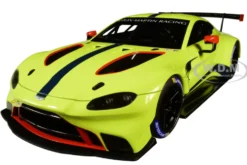 2018 Aston Martin Vantage GTE Le Mans PRO Presentation Car Lemon Green Metallic Carbon Red Accents Aston Martin Racing 1/18 Model Car Autoart 81807