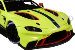 2018 Aston Martin Vantage GTE Le Mans PRO Presentation Car Lemon Green Metallic Carbon Red Accents Aston Martin Racing 1/18 Model Car Autoart 81807
