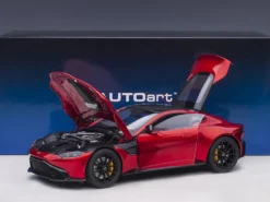2019 Aston Martin Vantage RHD Right Hand Drive Hyper Red Metallic Carbon Top 1/18 Model Car Autoart 70277