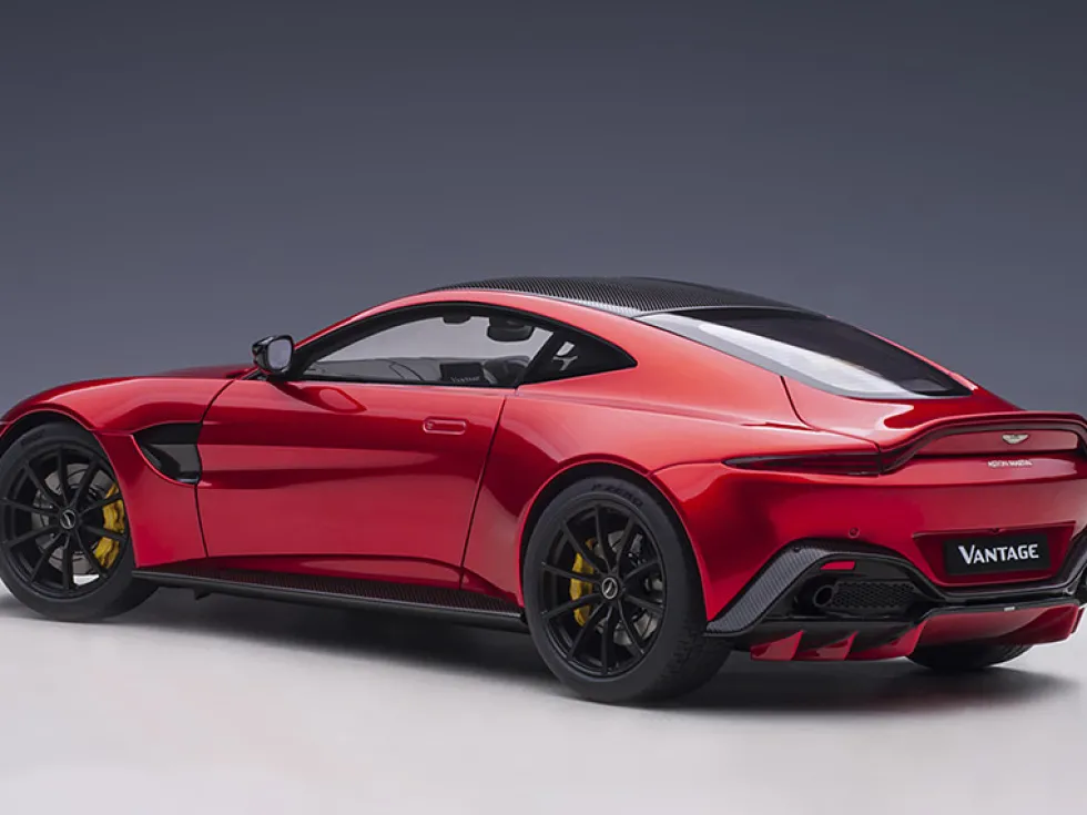 2019 Aston Martin Vantage RHD Right Hand Drive Hyper Red Metallic Carbon Top 1/18 Model Car Autoart 70277