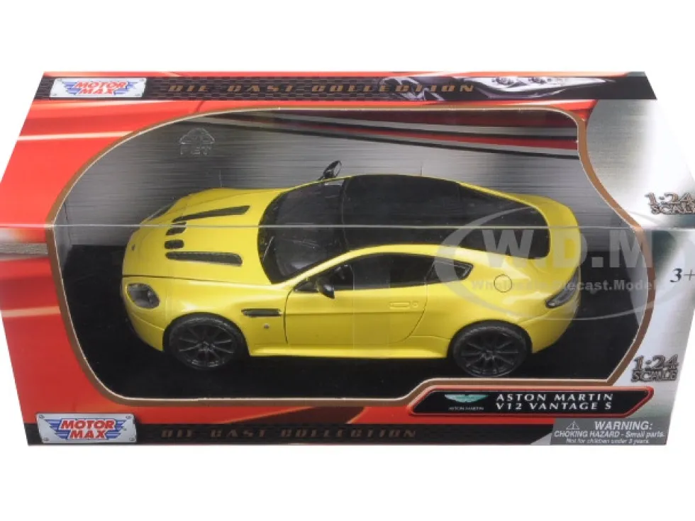 Aston Martin Vantage S V12 Yellow 1/24 Diecast Model Car Motormax 79322