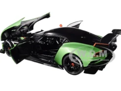 Aston Martin Vulcan Apple Tree Green Metallic Orange Accents Carbon Top 1/18 Model Car Autoart 70263