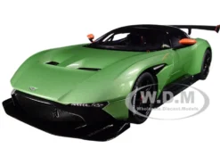 Aston Martin Vulcan Apple Tree Green Metallic Orange Accents Carbon Top 1/18 Model Car Autoart 70263
