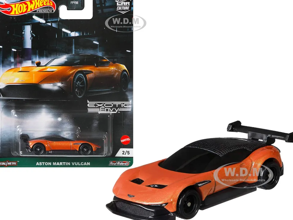Aston Martin Vulcan Orange Metallic Exotic Envy Series Diecast Model Car Hot Wheels GRJ77