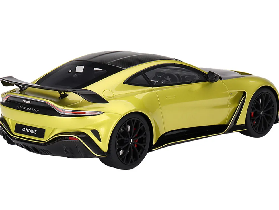 2022 Aston Martin V12 Vantage RHD (Right Hand Drive) Cosmopolitan Yellow with Black Hood and Top 1/18 Model Car by Top Speed