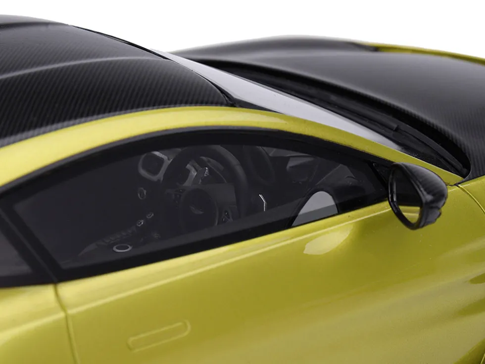 2022 Aston Martin V12 Vantage RHD (Right Hand Drive) Cosmopolitan Yellow with Black Hood and Top 1/18 Model Car by Top Speed