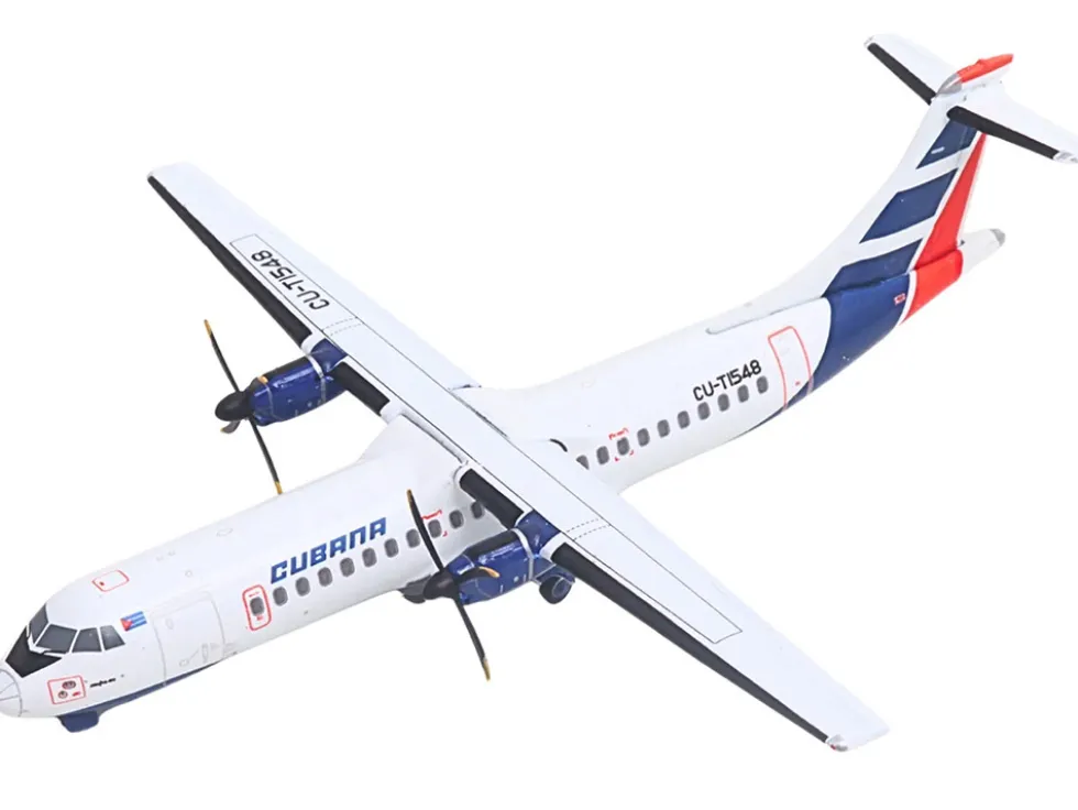 ATR 72-200 Commercial Aircraft "Cubana Airlines" (CU-T1548) White with Red and Blue Stripes 1/400 Diecast Model Airplane by GeminiJets