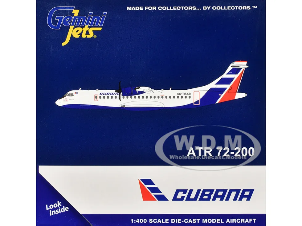 ATR 72-200 Commercial Aircraft "Cubana Airlines" (CU-T1548) White with Red and Blue Stripes 1/400 Diecast Model Airplane by GeminiJets