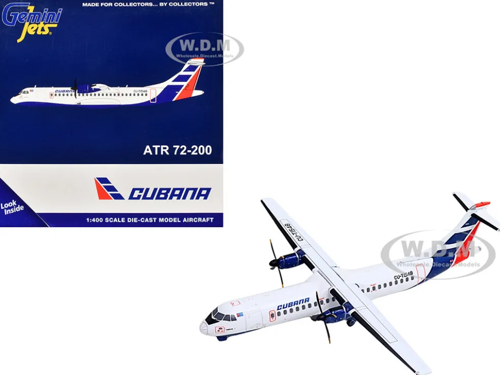 ATR 72-200 Commercial Aircraft "Cubana Airlines" (CU-T1548) White with Red and Blue Stripes 1/400 Diecast Model Airplane by GeminiJets