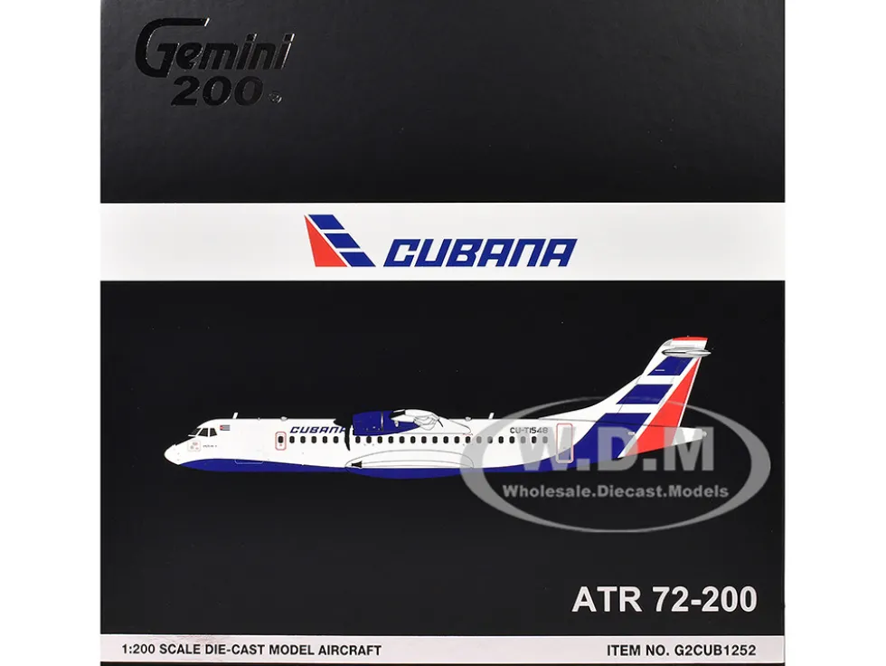 ATR 72-200 Commercial Aircraft "Cubana de Aviacion" (CU-T1548) White with Red and Blue Tail "Gemini 200" Series 1/200 Diecast Model Airplane by GeminiJets