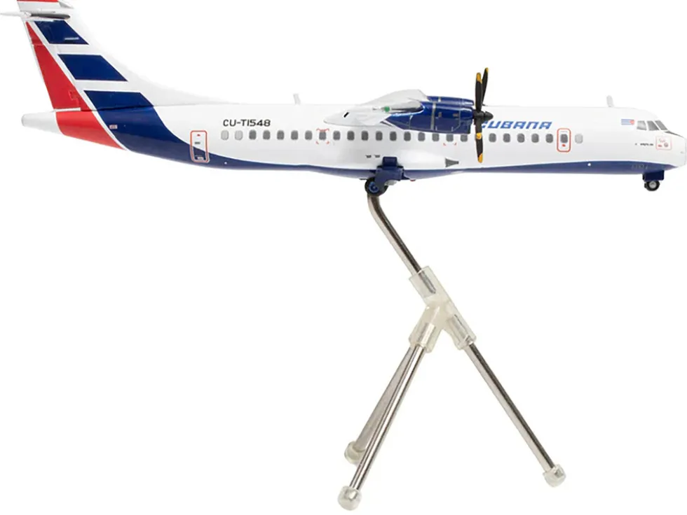 ATR 72-200 Commercial Aircraft "Cubana de Aviacion" (CU-T1548) White with Red and Blue Tail "Gemini 200" Series 1/200 Diecast Model Airplane by GeminiJets