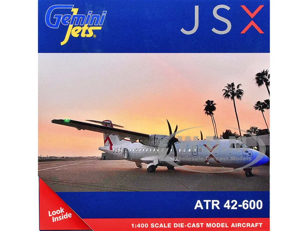 ATR 42-600 Commercial Aircraft "JSX" (N400JX) White with Red Stripes 1/400 Diecast Model Airplane by GeminiJets