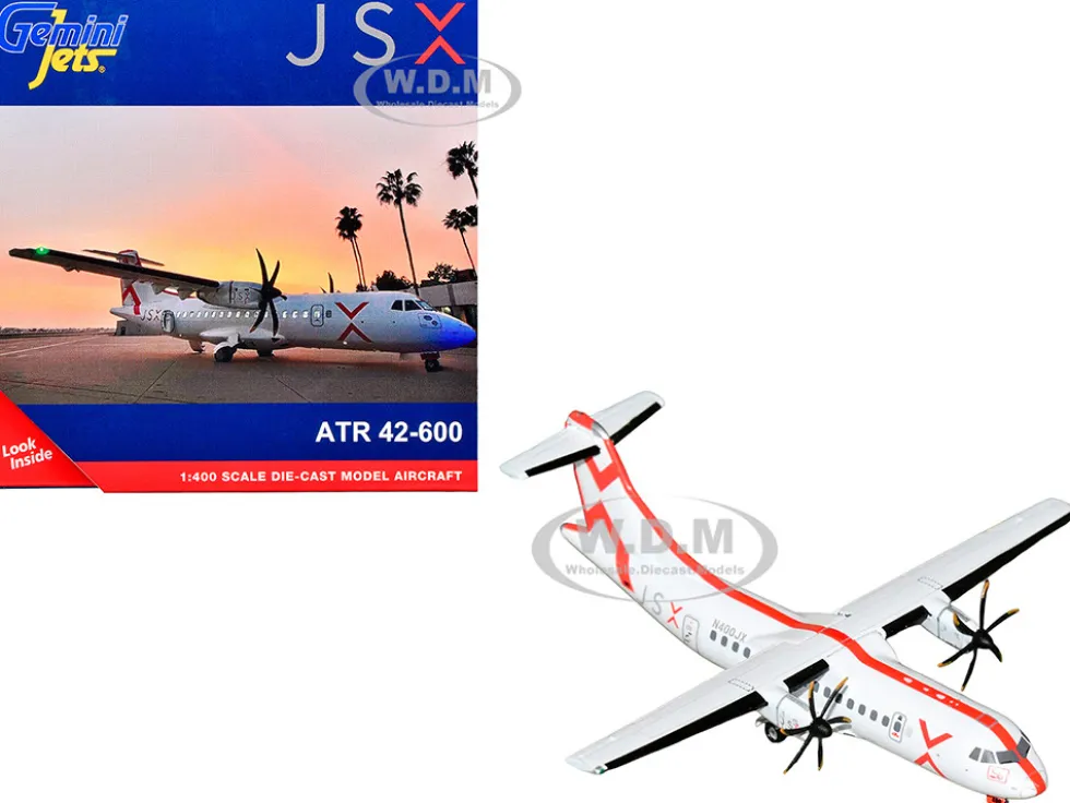 ATR 42-600 Commercial Aircraft "JSX" (N400JX) White with Red Stripes 1/400 Diecast Model Airplane by GeminiJets