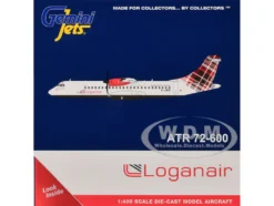 ATR 72-600 Commercial Aircraft "Loganair - Scotland's Airline" (G-LMTE) White with Red Plaid Tail 1/400 Diecast Model Airplane by GeminiJets