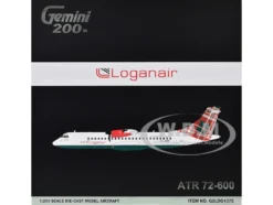 ATR 72-600 Commercial Aircraft "Loganair - Isle of Man's Airline" (G-LMTF) White with Green and Red Plaid Tail "Gemini 200" Series 1/200 Diecast Model Airplane by GeminiJets