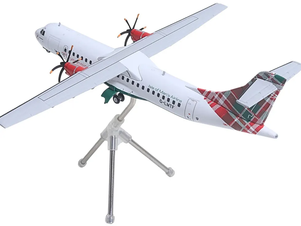 ATR 72-600 Commercial Aircraft "Loganair - Isle of Man's Airline" (G-LMTF) White with Green and Red Plaid Tail "Gemini 200" Series 1/200 Diecast Model Airplane by GeminiJets