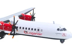 ATR 72-600 Commercial Aircraft "Loganair - Scotland's Airline" (G-LMTE) White with Red Plaid Tail "Gemini 200" Series 1/200 Diecast Model Airplane by GeminiJets