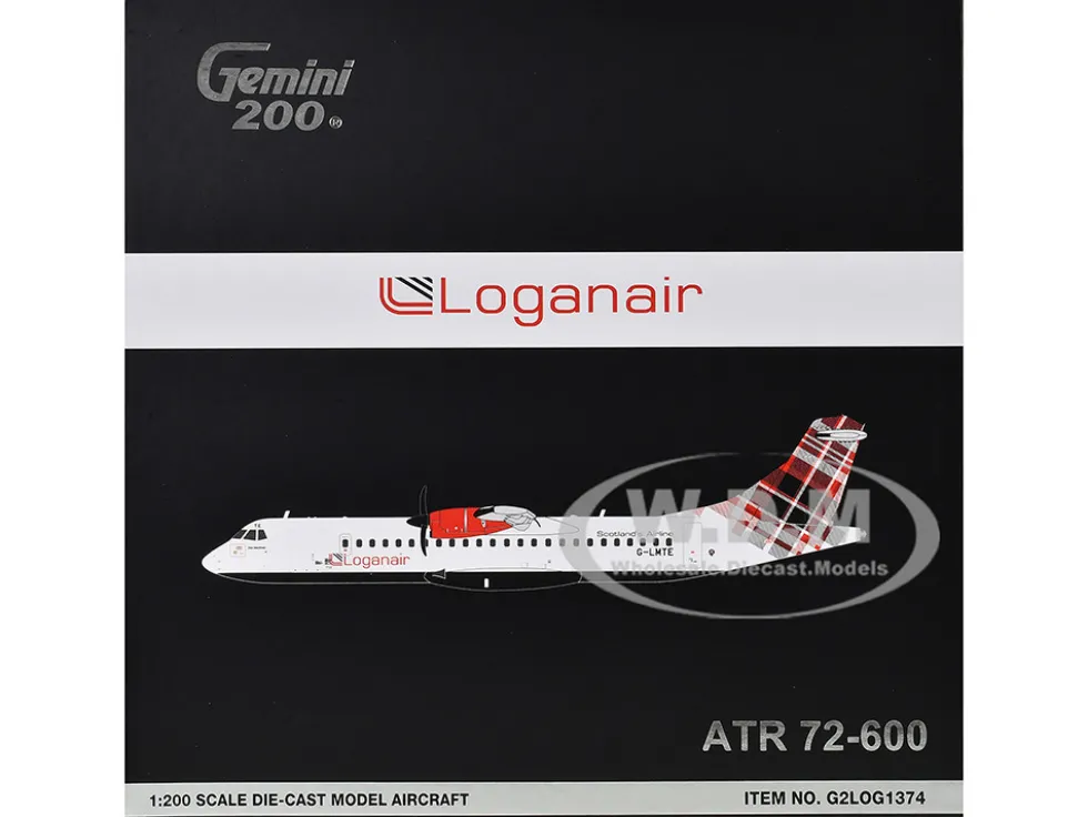 ATR 72-600 Commercial Aircraft "Loganair - Scotland's Airline" (G-LMTE) White with Red Plaid Tail "Gemini 200" Series 1/200 Diecast Model Airplane by GeminiJets