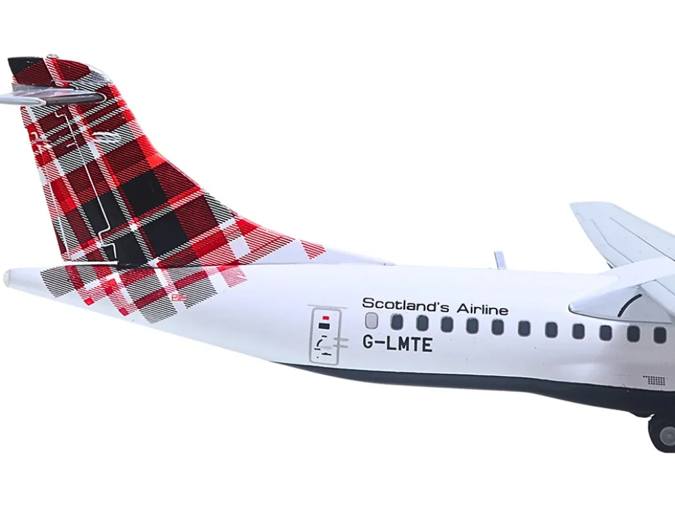 ATR 72-600 Commercial Aircraft "Loganair - Scotland's Airline" (G-LMTE) White with Red Plaid Tail "Gemini 200" Series 1/200 Diecast Model Airplane by GeminiJets