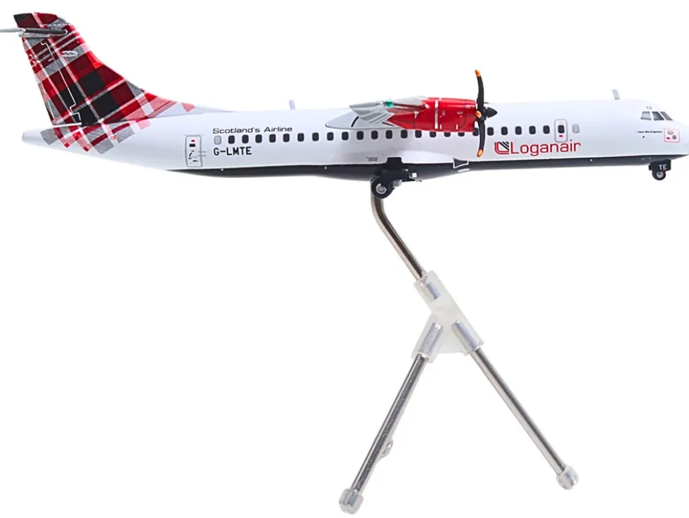 ATR 72-600 Commercial Aircraft "Loganair - Scotland's Airline" (G-LMTE) White with Red Plaid Tail "Gemini 200" Series 1/200 Diecast Model Airplane by GeminiJets
