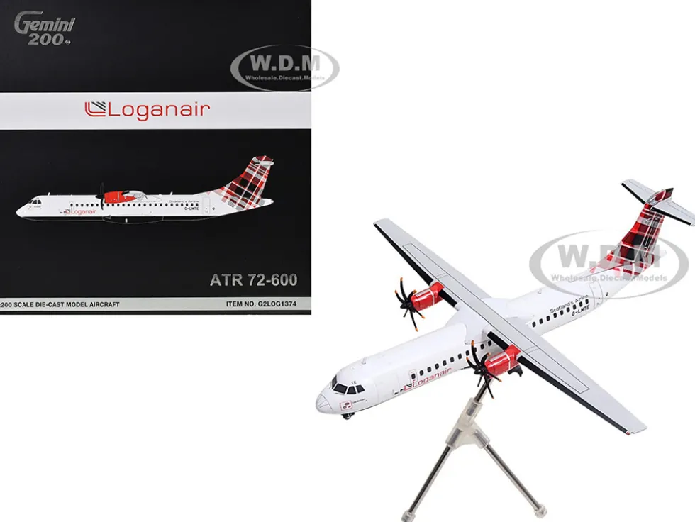ATR 72-600 Commercial Aircraft "Loganair - Scotland's Airline" (G-LMTE) White with Red Plaid Tail "Gemini 200" Series 1/200 Diecast Model Airplane by GeminiJets