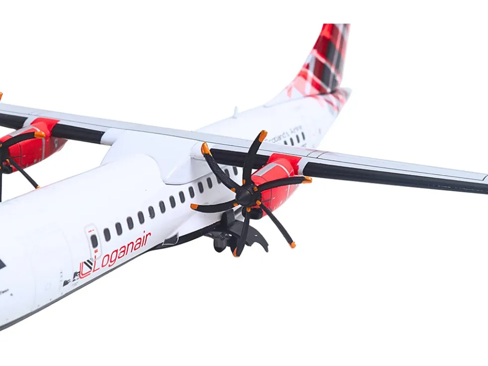 ATR 72-600 Commercial Aircraft "Loganair - Scotland's Airline" (G-LMTE) White with Red Plaid Tail "Gemini 200" Series 1/200 Diecast Model Airplane by GeminiJets