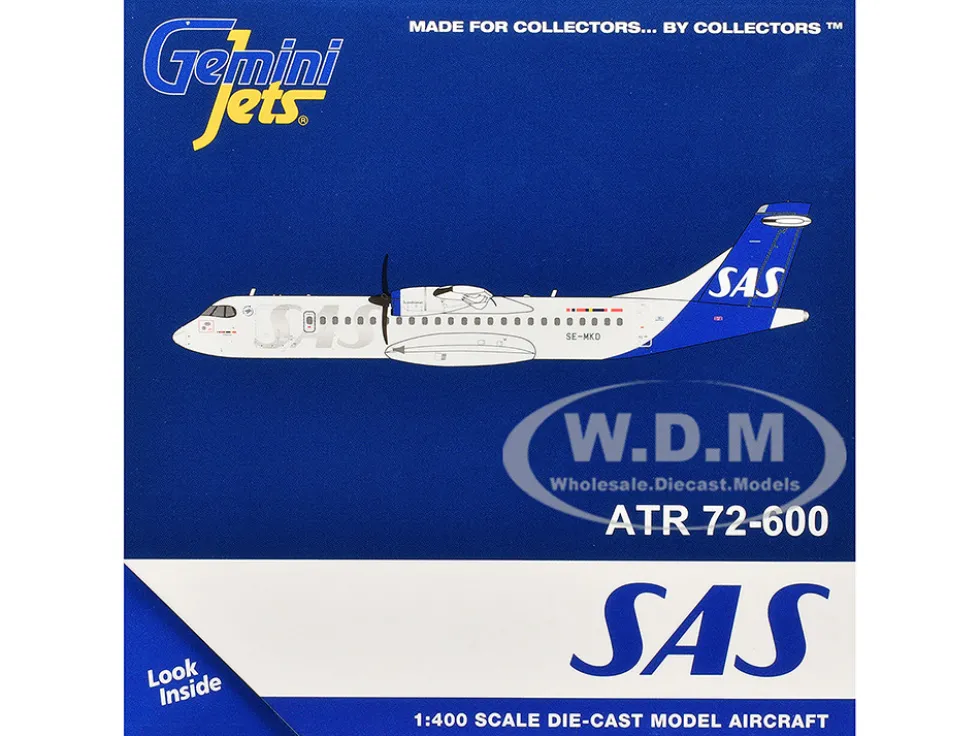 ATR 72-600 Commercial Aircraft "Scandinavian Airlines" (SE-MKD) White with Blue Tail 1/400 Diecast Model Airplane by GeminiJets
