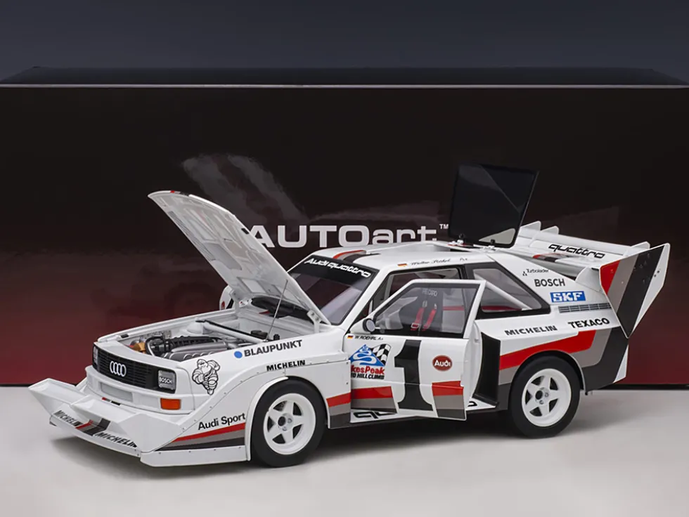 Audi Quattro S1 #1 Walter Roehrl Winner Pikes Peak 1987 1/18 Model Car Autoart 88700