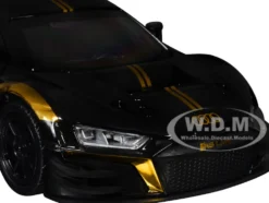 Audi R8 LMS GT3 Black with Gold Stripes and Graphics 