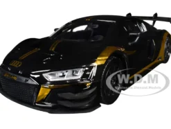 Audi R8 LMS GT3 Black with Gold Stripes and Graphics 