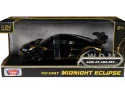 Audi R8 LMS GT3 Black with Gold Stripes and Graphics 