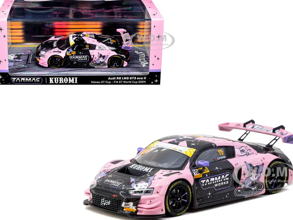 Audi R8 LMS GT3 evo II #10 Adderly Fong "Uno Racing Team - Kuromi" "Macau GT Cup - FIA GT World Cup" (2024) with A4 Poster "Hobby43" Series 1/43 Diecast Model Car by Tarmac Works