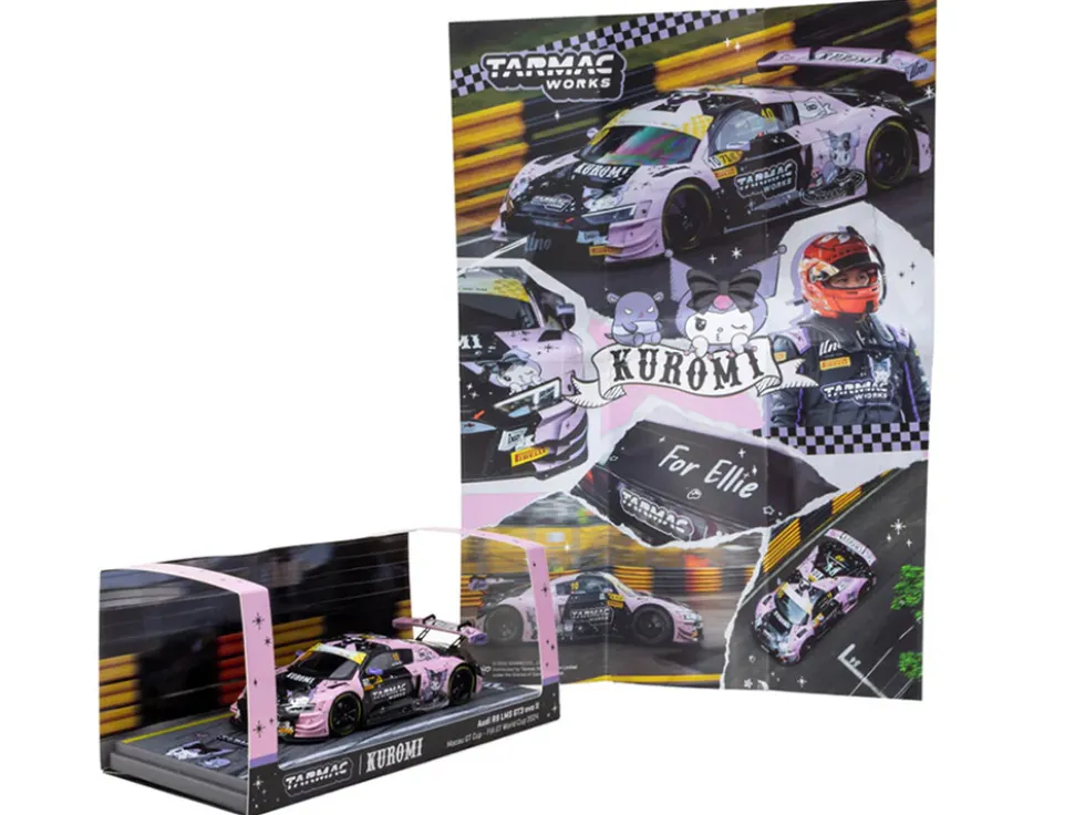 Audi R8 LMS GT3 evo II #10 Adderly Fong "Uno Racing Team - Kuromi" "Macau GT Cup - FIA GT World Cup" (2024) with A4 Poster "Hobby43" Series 1/43 Diecast Model Car by Tarmac Works