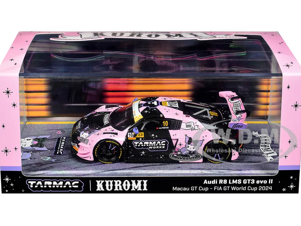 Audi R8 LMS GT3 evo II #10 Adderly Fong "Uno Racing Team - Kuromi" "Macau GT Cup - FIA GT World Cup" (2024) with A4 Poster "Hobby43" Series 1/43 Diecast Model Car by Tarmac Works