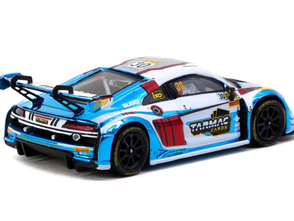 Audi R8 LMS GT3 evo II #30 James Yu "Uno Racing Team" "Macau GT Cup - FIA GT World Cup" (2024) with Plastic Transporter Packaging and Collectible Tarmac Cards "Hobby64" Series 1/64 Diecast Model Car by Tarmac Works