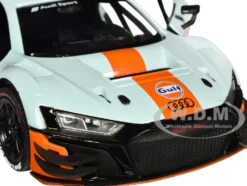 Audi R8 LMS GT3 #28 Light Blue with Orange Stripes Gulf Oil Gulf Die Cast Collection 1/24 Diecast Model Car Motormax 79667GULF