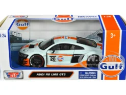 Audi R8 LMS GT3 #28 Light Blue with Orange Stripes Gulf Oil Gulf Die Cast Collection 1/24 Diecast Model Car Motormax 79667GULF
