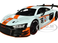 Audi R8 LMS GT3 #28 Light Blue with Orange Stripes Gulf Oil Gulf Die Cast Collection 1/24 Diecast Model Car Motormax 79667GULF