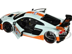 Audi R8 LMS GT3 #28 Light Blue with Orange Stripes Gulf Oil Gulf Die Cast Collection 1/24 Diecast Model Car Motormax 79667GULF