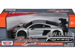 Audi R8 LMS GT3 Silver Metallic Timeless Legends Series 1/24 Diecast Model Car Motormax 79380SIL