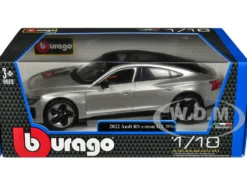 2022 Audi RS e tron GT Silver Metallic with Sunroof 1/18 Diecast Model Car Bburago 11050sil