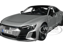 2022 Audi RS e tron GT Silver Metallic with Sunroof 1/18 Diecast Model Car Bburago 11050sil