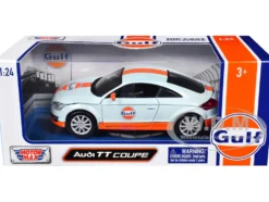 Audi TT Coupe "Gulf Oil" Light Blue with Orange Stripes "Gulf Die-Cast Collection" 1/24 Diecast Model Car by Motormax