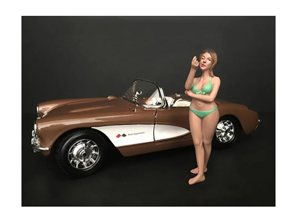 August Bikini Calendar Girl Figurine 1/24 Scale Models American Diorama 38272