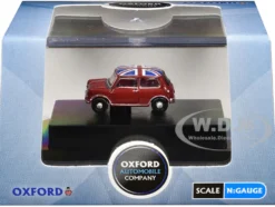 Austin Mini RHD (Right Hand Drive) Tartan Red with Union Jack Top 1/148 (N) Scale Diecast Model Car by Oxford Diecast