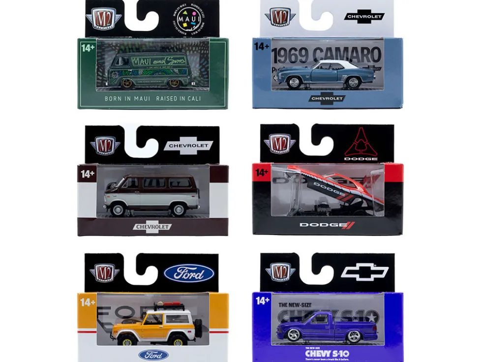 Auto Meets Set of 6 Cars IN DISPLAY CASES Release 96 Limited Edition 1/64 Diecast Model Cars by M2 Machines